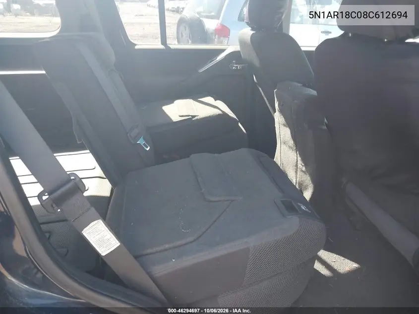 2008 NISSAN PATHFINDER VIN 5N1AR18C08C612694 — фото 8