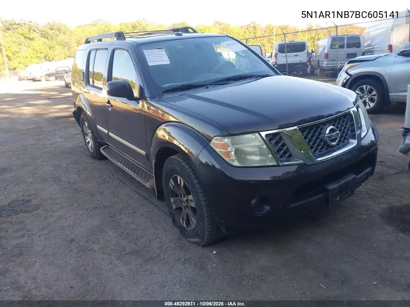 NISSAN PATHFINDER 2011, VIN 5N1AR1NB7BC605141