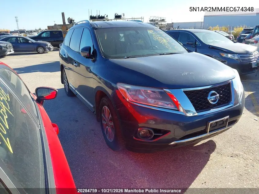 NISSAN PATHFINDER 2014, VIN 5N1AR2MM4EC674348