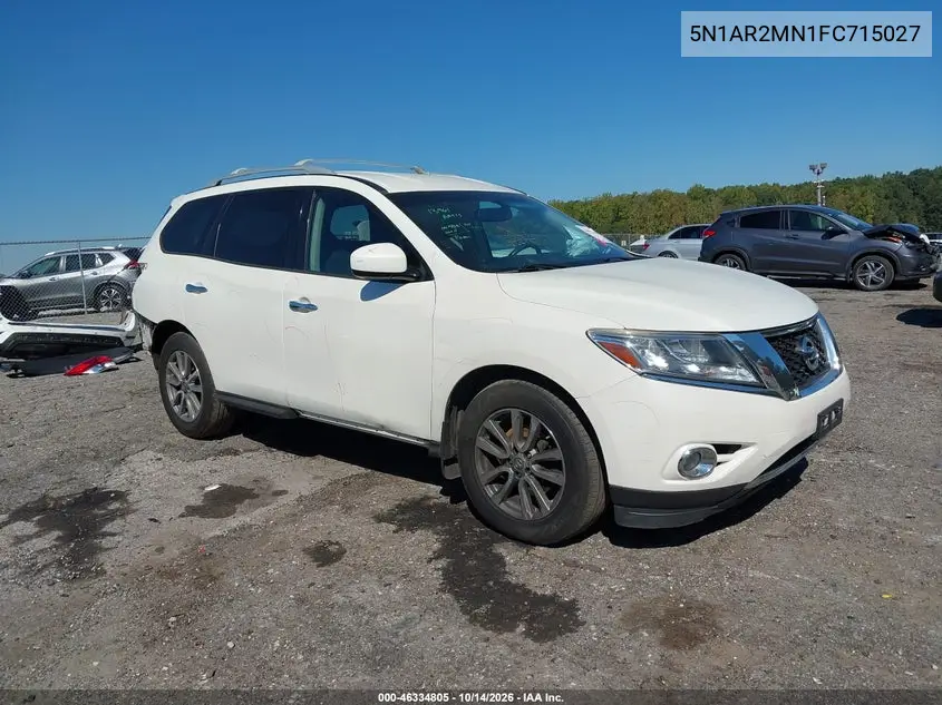 NISSAN PATHFINDER 2015, VIN 5N1AR2MN1FC715027