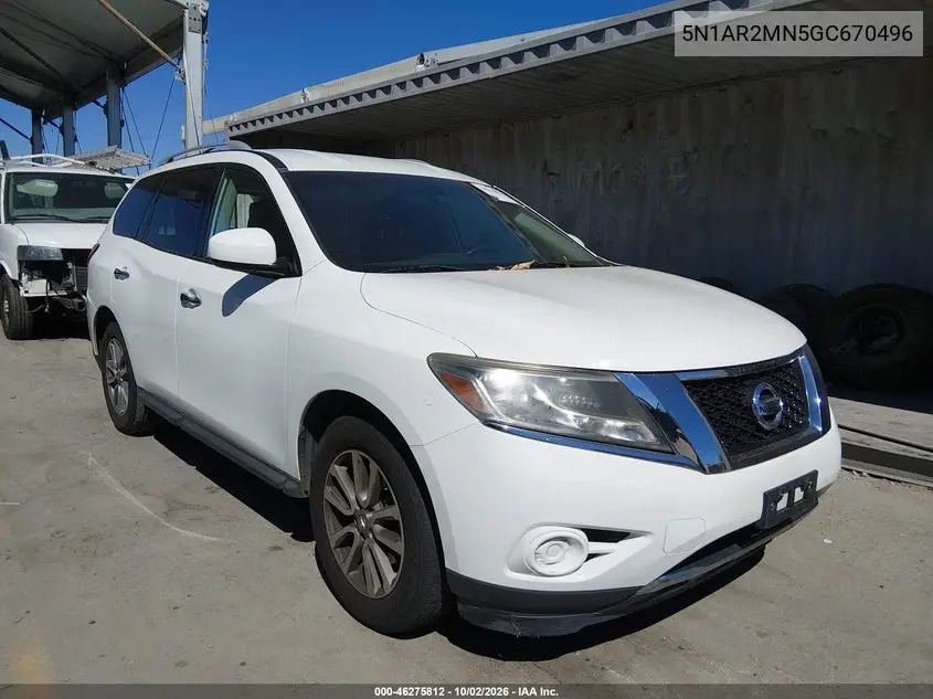 NISSAN PATHFINDER 2016, VIN 5N1AR2MN5GC670496