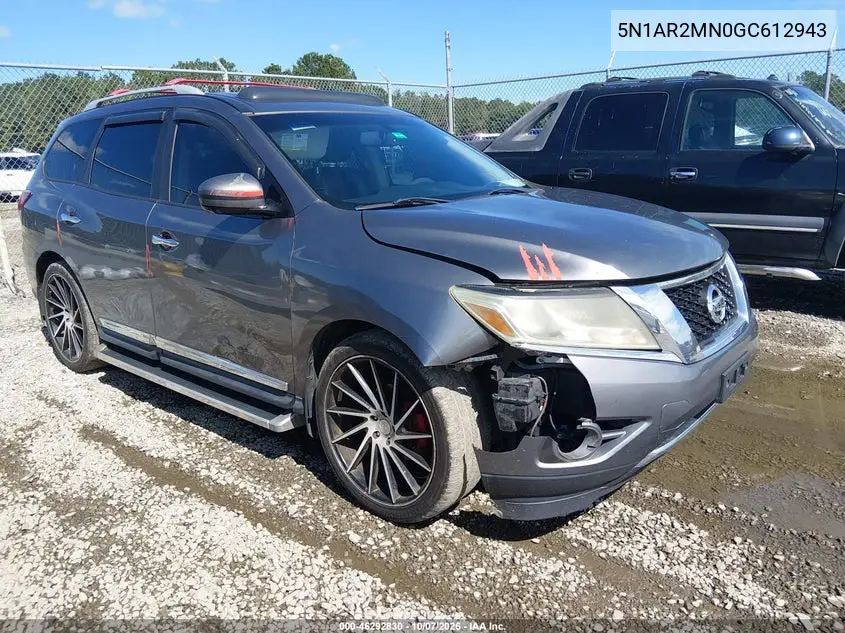NISSAN PATHFINDER 2016, VIN 5N1AR2MN0GC612943