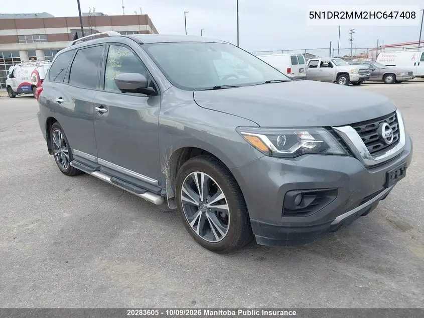 NISSAN PATHFINDER 2017, VIN 5N1DR2MM2HC647408