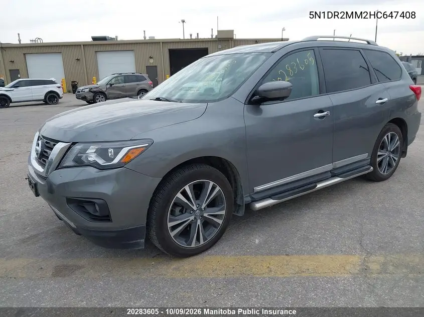 2017 NISSAN PATHFINDER VIN 5N1DR2MM2HC647408 — фото 2