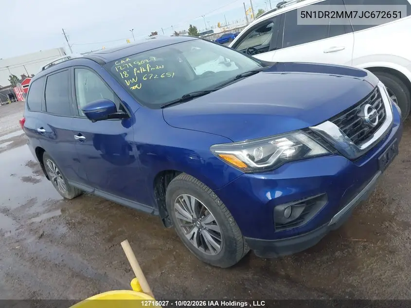 NISSAN PATHFINDER 2018, VIN 5N1DR2MM7JC672651