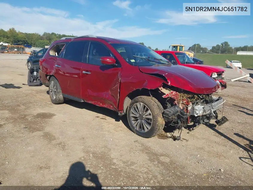 NISSAN PATHFINDER 2018, VIN 5N1DR2MN4JC651782