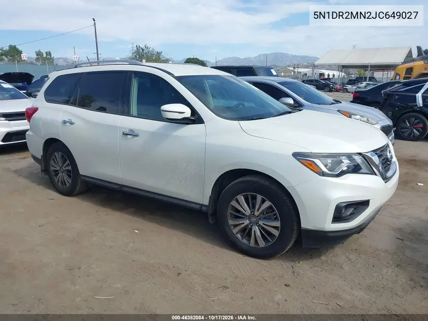 NISSAN PATHFINDER 2018, VIN 5N1DR2MN2JC649027