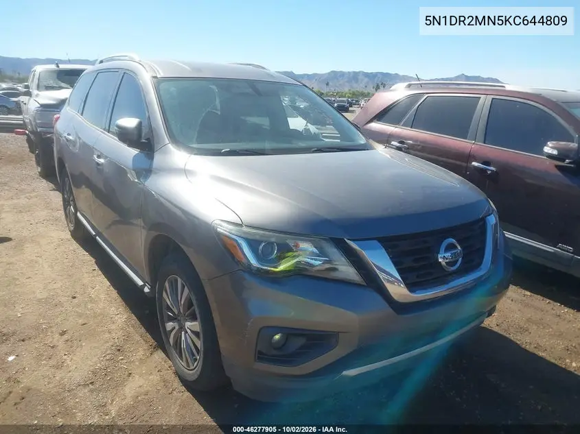 NISSAN PATHFINDER 2019, VIN 5N1DR2MN5KC644809