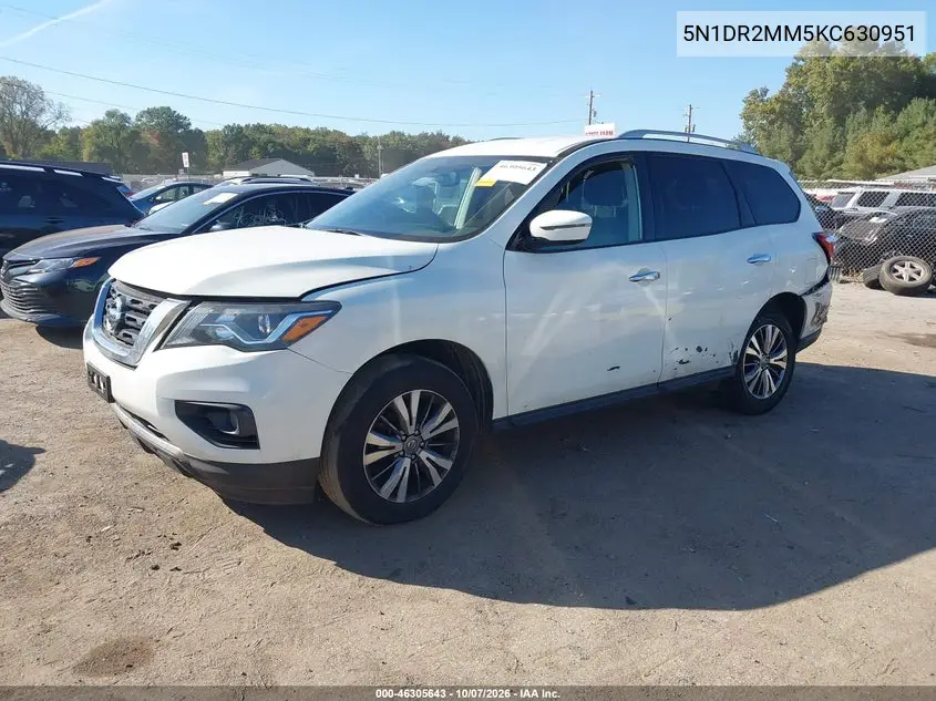2019 NISSAN PATHFINDER VIN 5N1DR2MM5KC630951 — фото 2