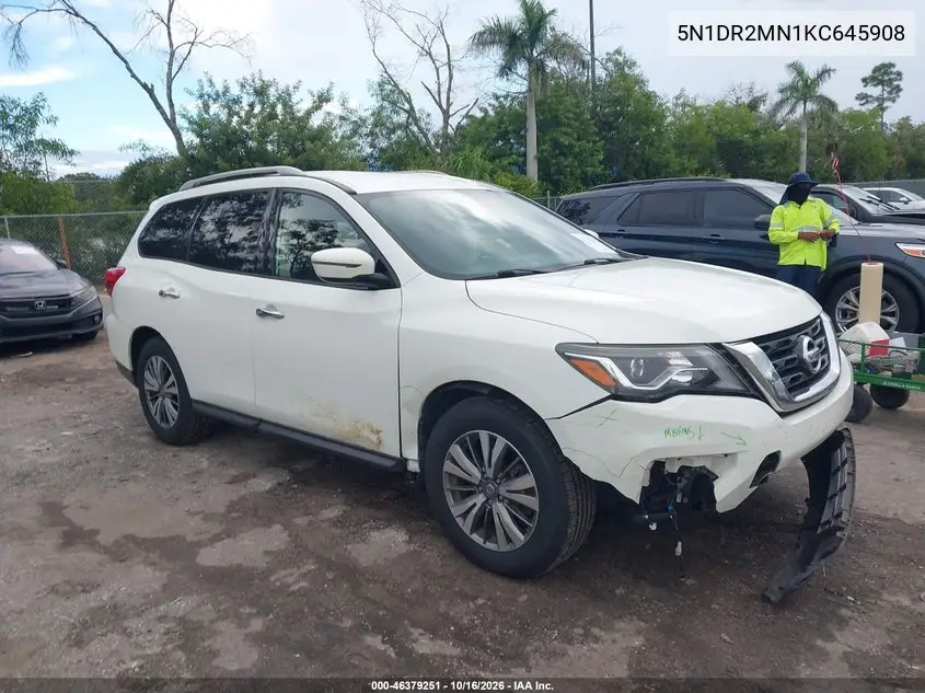 NISSAN PATHFINDER 2019, VIN 5N1DR2MN1KC645908