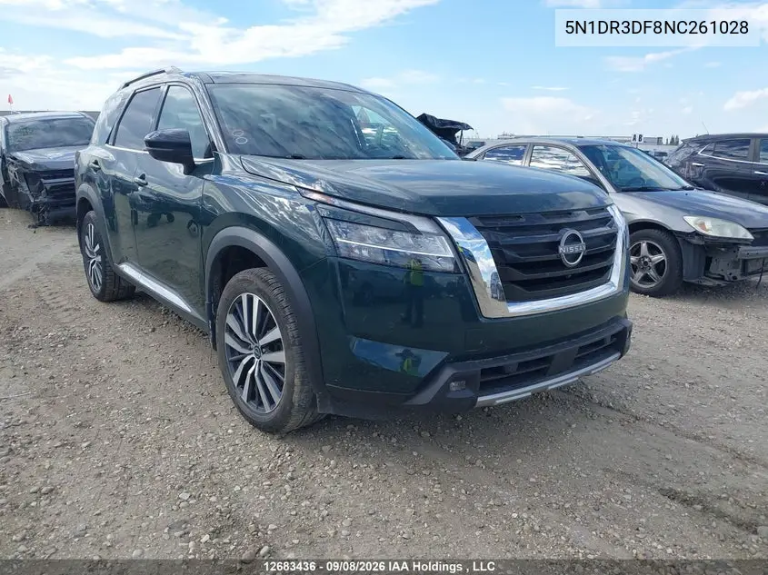 NISSAN PATHFINDER 2022, VIN 5N1DR3DF8NC261028