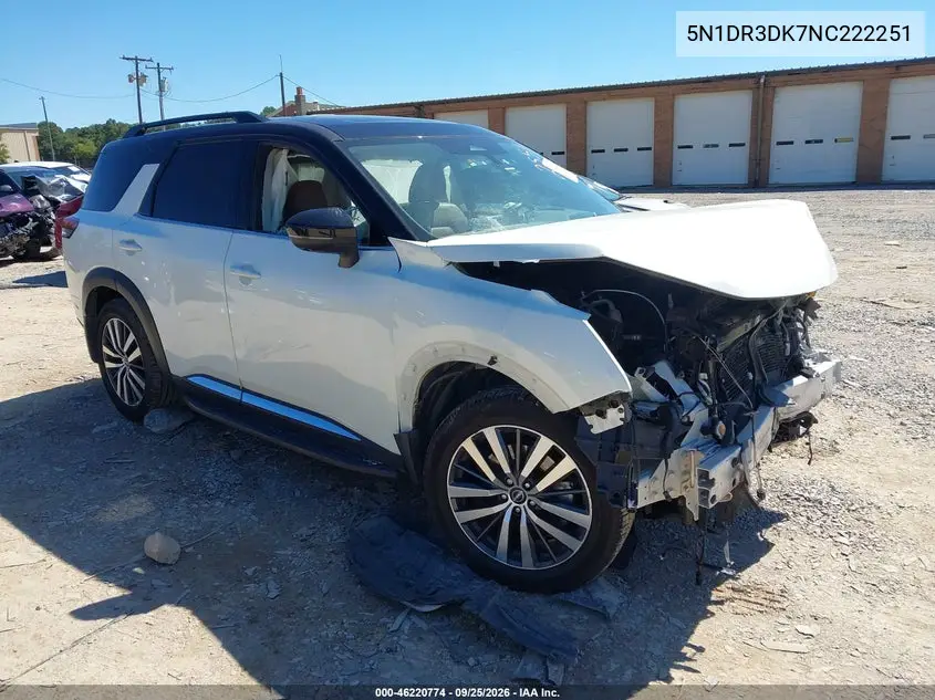 NISSAN PATHFINDER 2022, VIN 5N1DR3DK7NC222251