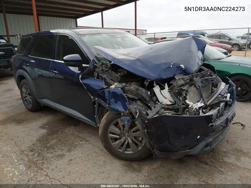 NISSAN PATHFINDER 2022, VIN 5N1DR3AA0NC224273