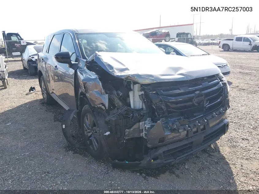 NISSAN PATHFINDER 2024, VIN 5N1DR3AA7RC257003