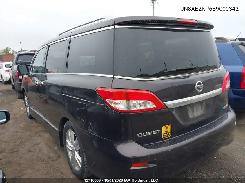 2011 NISSAN QUEST VIN JN8AE2KP6B9000342 — фото 3
