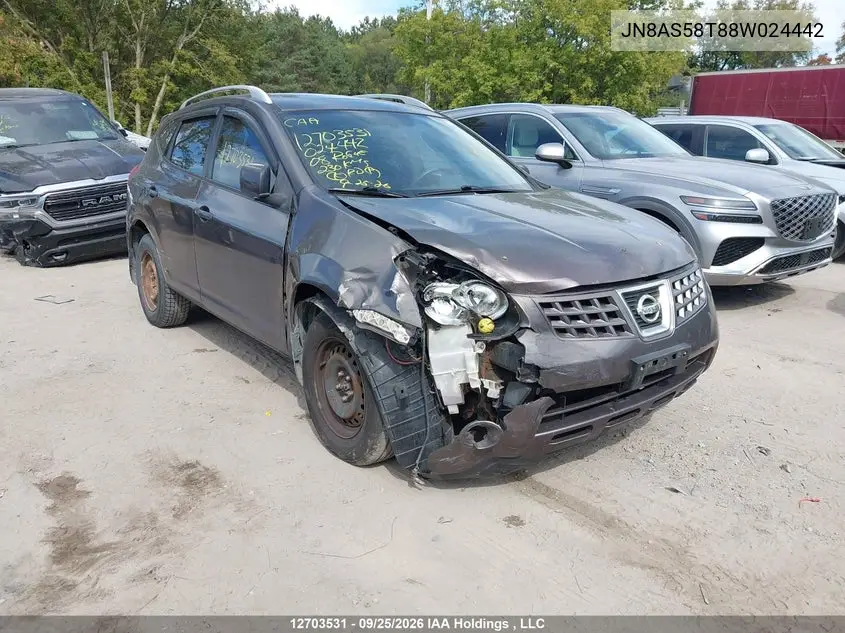 NISSAN ROGUE 2008, VIN JN8AS58T88W024442