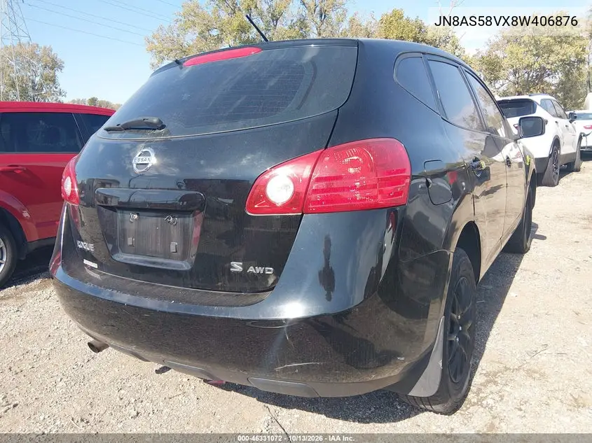 NISSAN ROGUE 2008, VIN JN8AS58VX8W406876