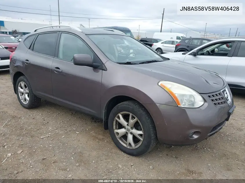 NISSAN ROGUE 2008, VIN JN8AS58V58W406428