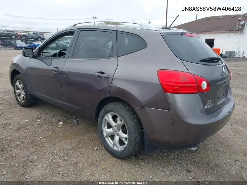 2008 NISSAN ROGUE VIN JN8AS58V58W406428 — фото 3
