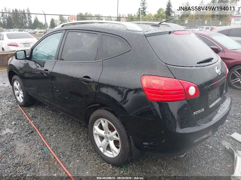 2009 NISSAN ROGUE VIN JN8AS58V49W194011 — фото 3