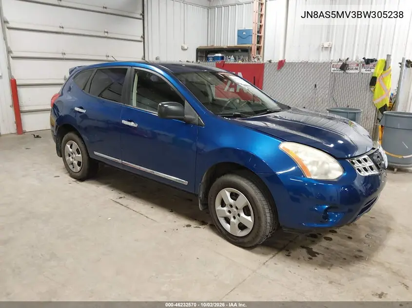 NISSAN ROGUE 2011, VIN JN8AS5MV3BW305238