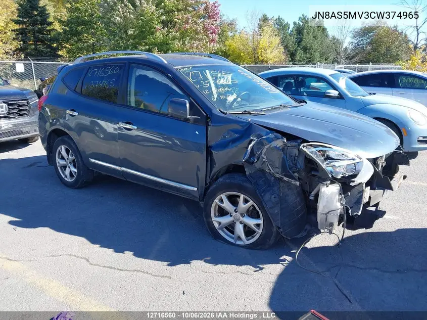 NISSAN ROGUE 2012, VIN JN8AS5MV3CW374965