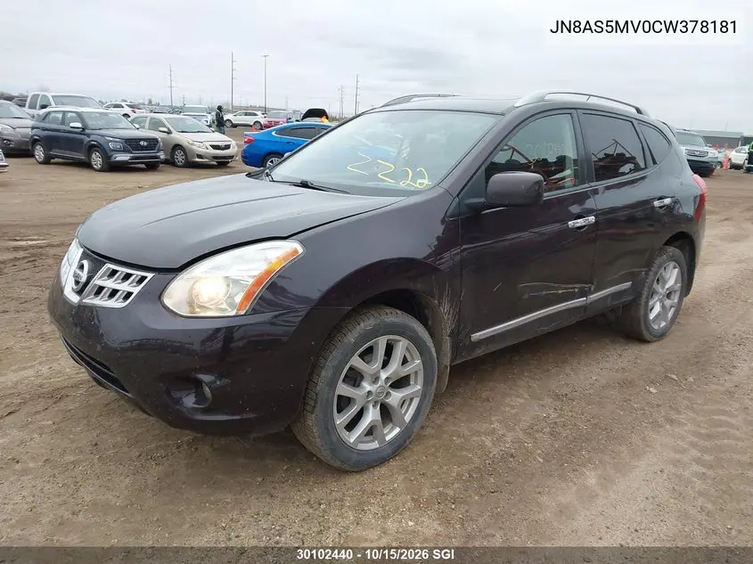2012 NISSAN ROGUE VIN JN8AS5MV0CW378181 — фото 2