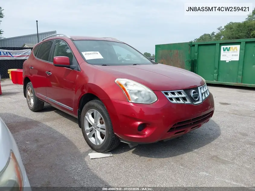 NISSAN ROGUE 2012, VIN JN8AS5MT4CW259421