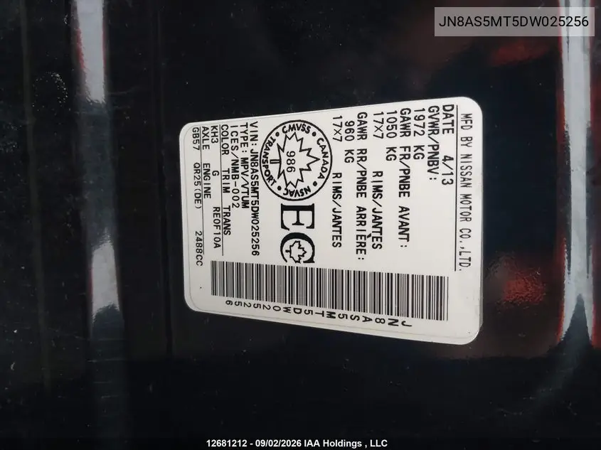 2013 NISSAN ROGUE VIN JN8AS5MT5DW025256 — фото 19
