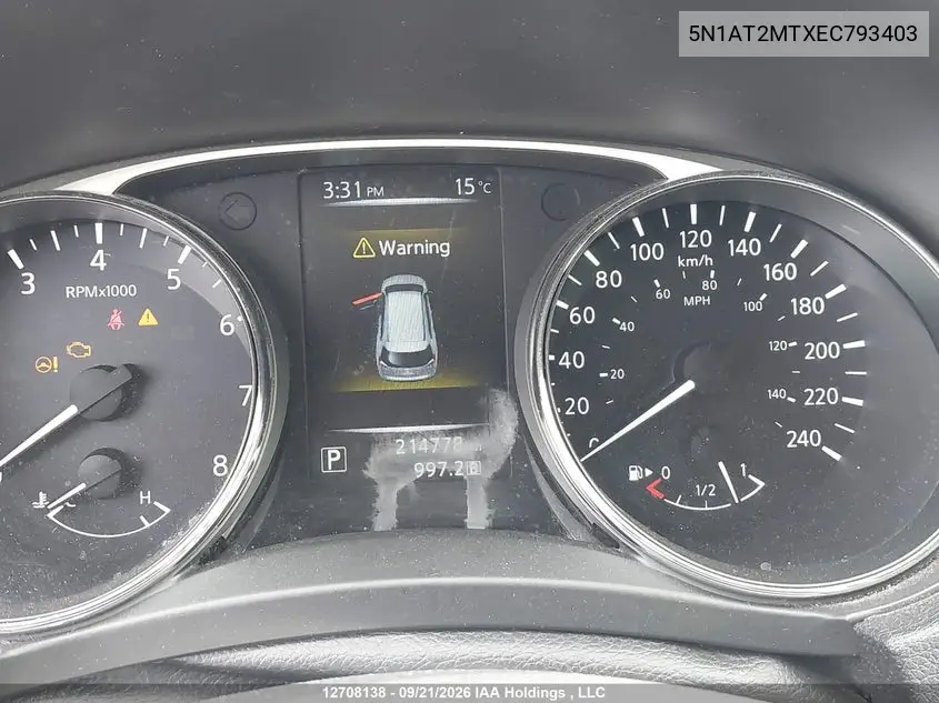 2014 NISSAN ROGUE VIN 5N1AT2MTXEC793403 — фото 16
