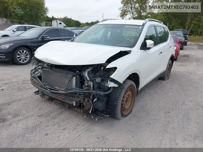 2014 NISSAN ROGUE VIN 5N1AT2MTXEC793403 — фото 2