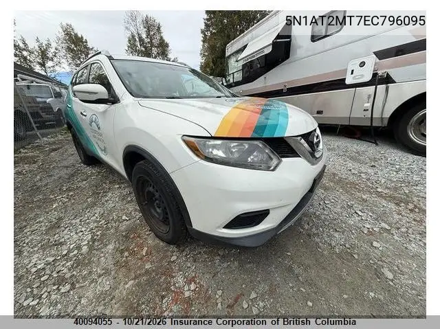 NISSAN ROGUE 2014, VIN 5N1AT2MT7EC796095