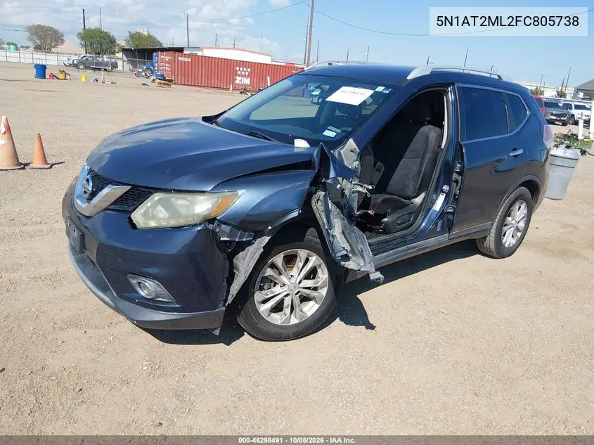 2015 NISSAN ROGUE VIN 5N1AT2ML2FC805738 — фото 2