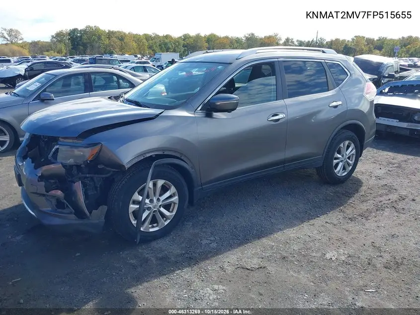 2015 NISSAN ROGUE VIN KNMAT2MV7FP515655 — фото 2