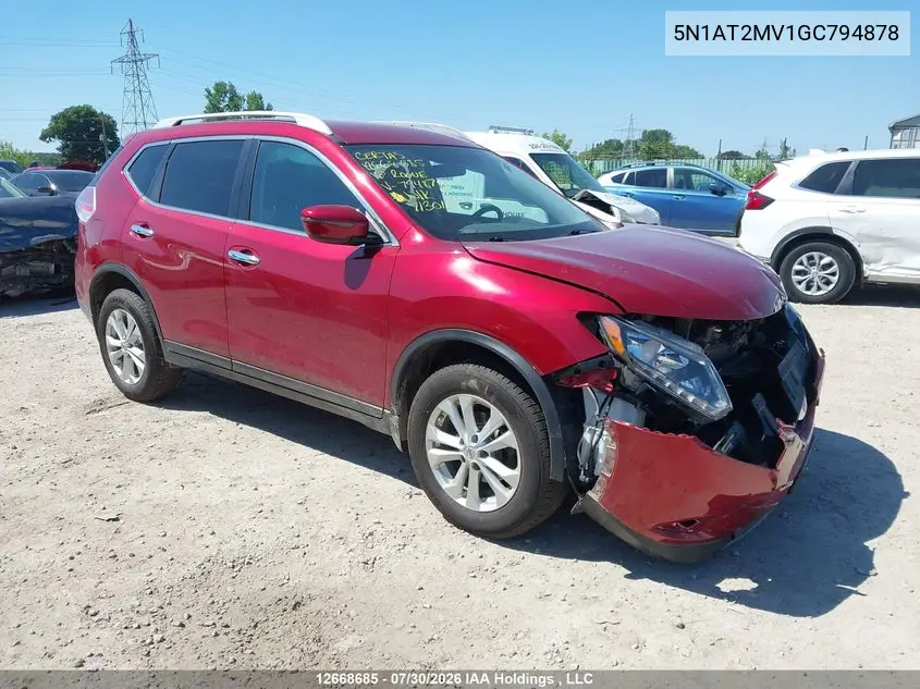 NISSAN ROGUE 2016, VIN 5N1AT2MV1GC794878