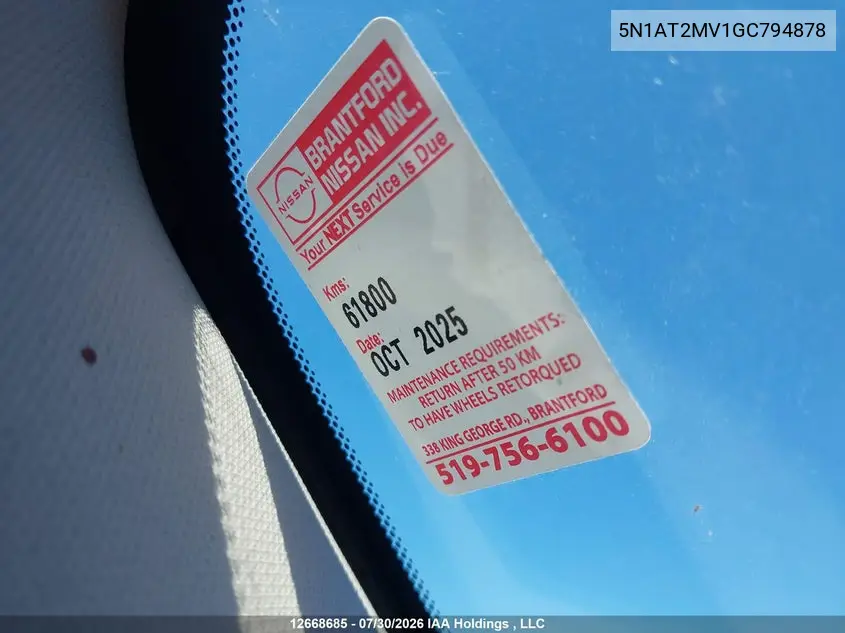 2016 NISSAN ROGUE VIN 5N1AT2MV1GC794878 — фото 14
