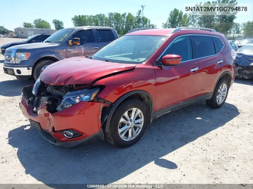 2016 NISSAN ROGUE VIN 5N1AT2MV1GC794878 — фото 2