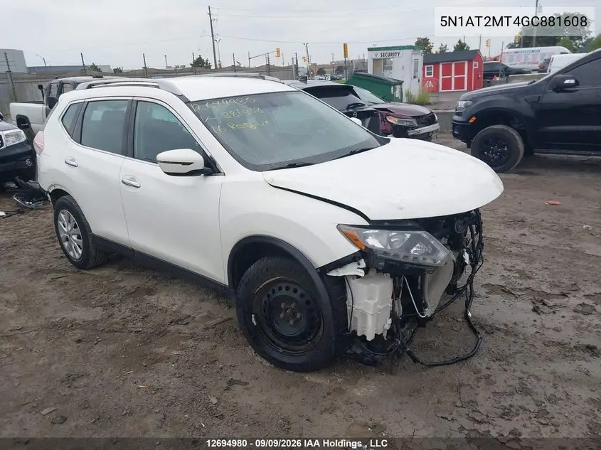 NISSAN ROGUE 2016, VIN 5N1AT2MT4GC881608