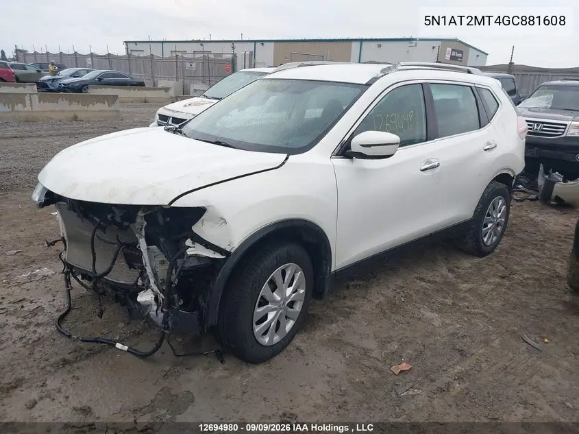 2016 NISSAN ROGUE VIN 5N1AT2MT4GC881608 — фото 2
