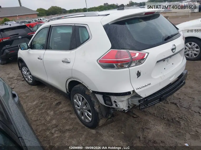 2016 NISSAN ROGUE VIN 5N1AT2MT4GC881608 — фото 3