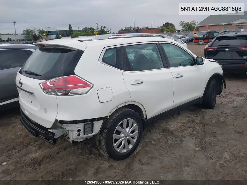 2016 NISSAN ROGUE VIN 5N1AT2MT4GC881608 — фото 4