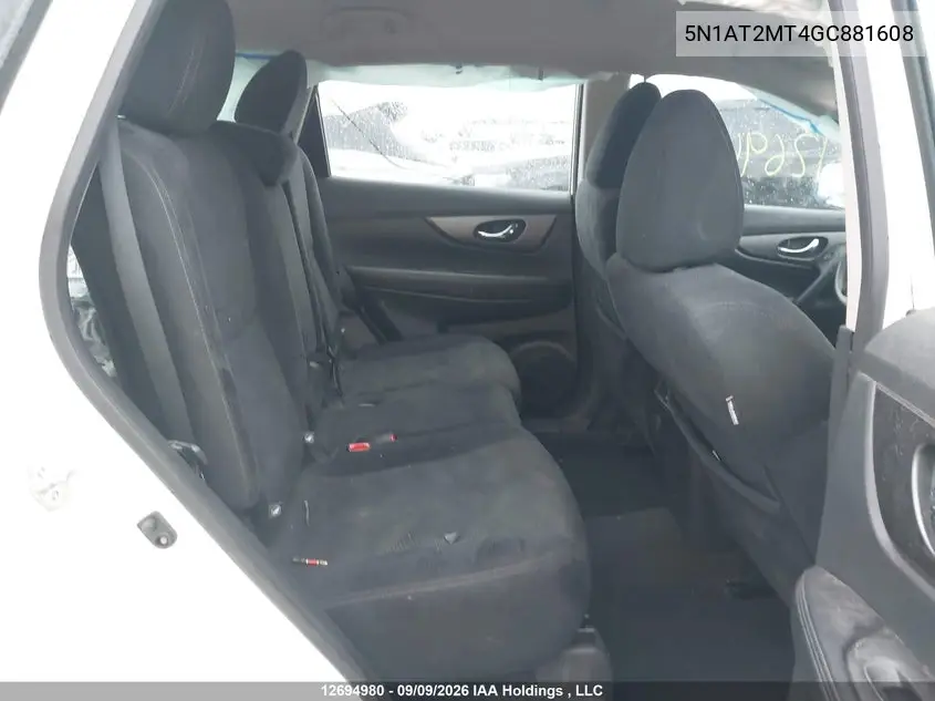2016 NISSAN ROGUE VIN 5N1AT2MT4GC881608 — фото 8