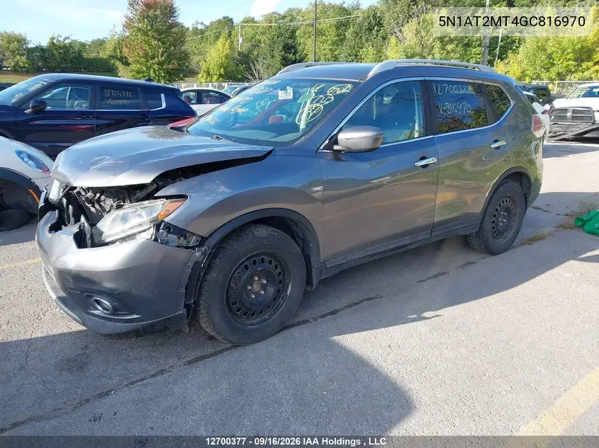 2016 NISSAN ROGUE VIN 5N1AT2MT4GC816970 — фото 2