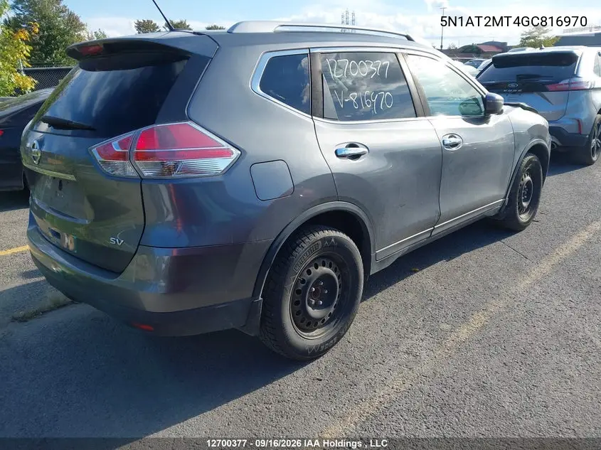 2016 NISSAN ROGUE VIN 5N1AT2MT4GC816970 — фото 4