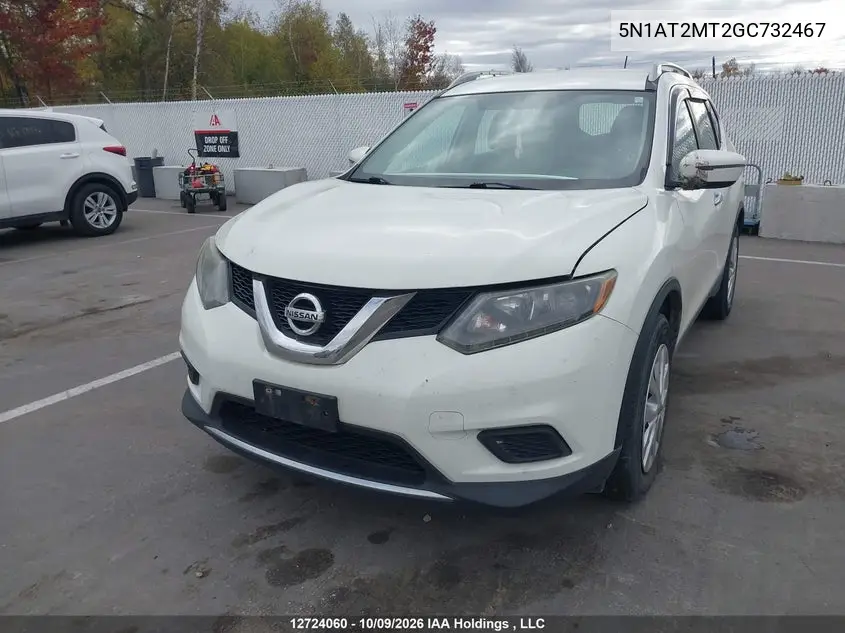 2016 NISSAN ROGUE VIN 5N1AT2MT2GC732467 — фото 2