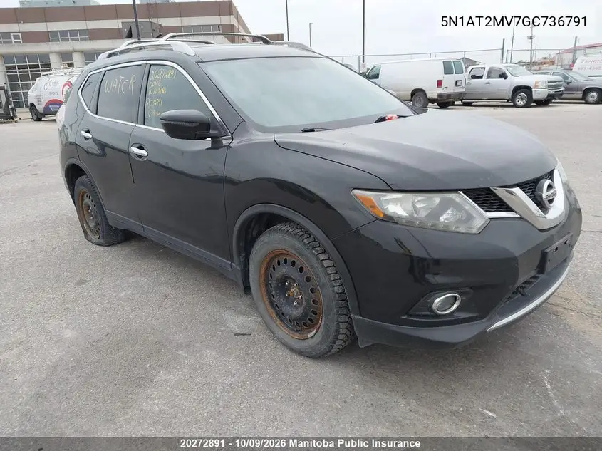NISSAN ROGUE 2016, VIN 5N1AT2MV7GC736791