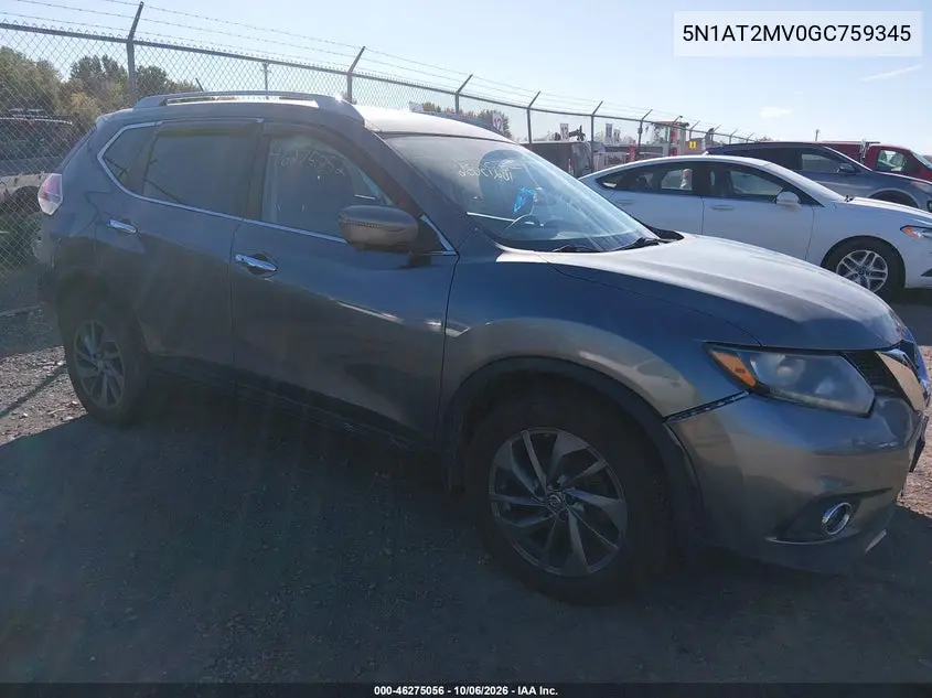 NISSAN ROGUE 2016, VIN 5N1AT2MV0GC759345