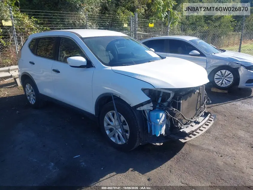 NISSAN ROGUE 2016, VIN JN8AT2MT6GW026870