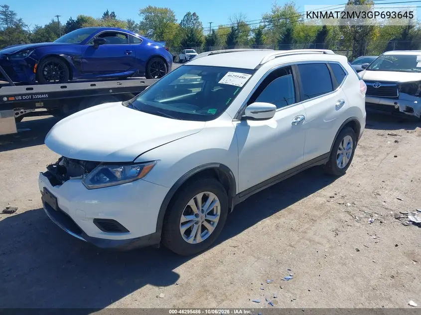 2016 NISSAN ROGUE VIN KNMAT2MV3GP693645 — фото 2
