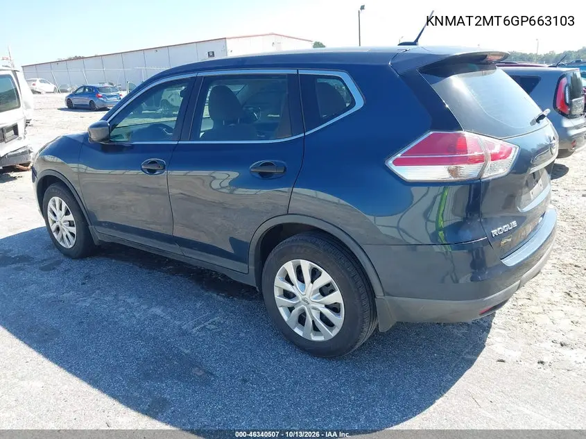 2016 NISSAN ROGUE VIN KNMAT2MT6GP663103 — фото 3